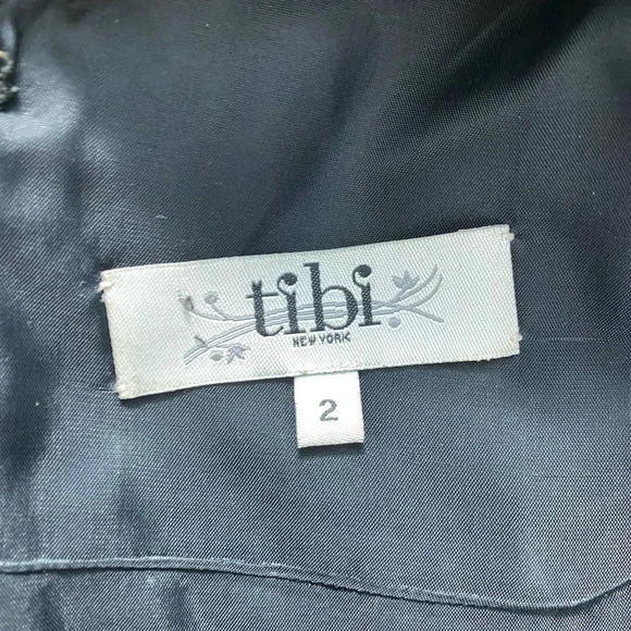 Tibi Animal Print Leather Panel Dress Black Cream Size US 2 - Picture 12 of 12